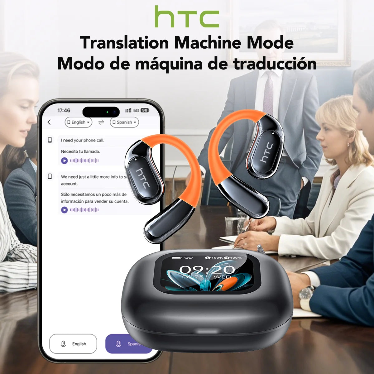 Bluetooth Headphones Full HD LCD Display Wireless Earphones Translation Earbuds Clear Sound Quality With400Mah Charging Case