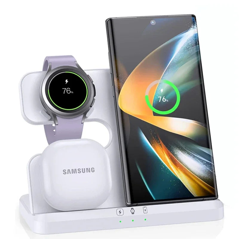 3 in 1 Fast Wireless Charger Stand for  S26 S25 Fold 6/5/4/3 Galaxy Watch 6 4 Pro Active 3/2 Buds Charging Dock Station