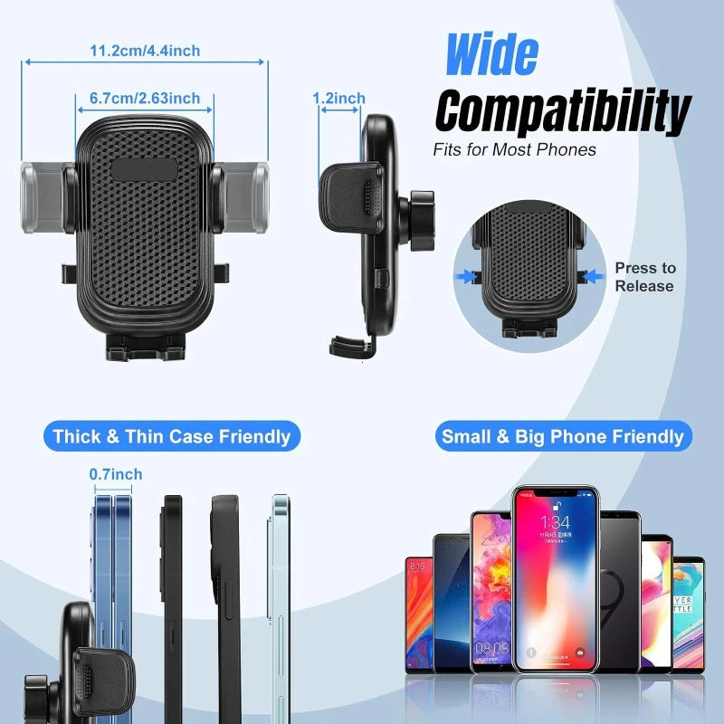 Car Phone Holder Cup Holder 2 in 1 Multi-Functional Mount 360°Rotation with Adjustable Long Neck Stand Car Interior Accessories