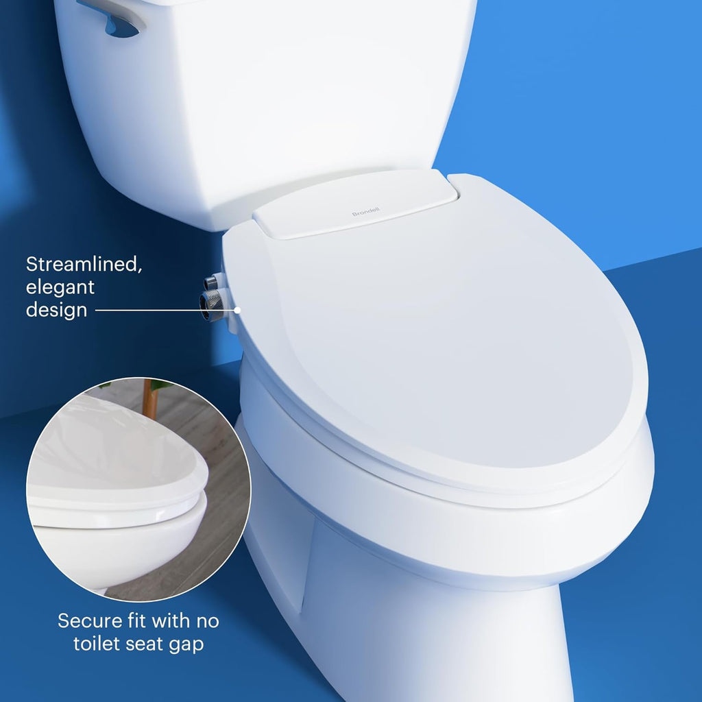 Bidet Toilet Seat Non-Electric Swash Ecoseat, Fits Elongated Toilets, White - Dual Nozzle System, Ambient Water Temperature - Bidet with Easy Installation