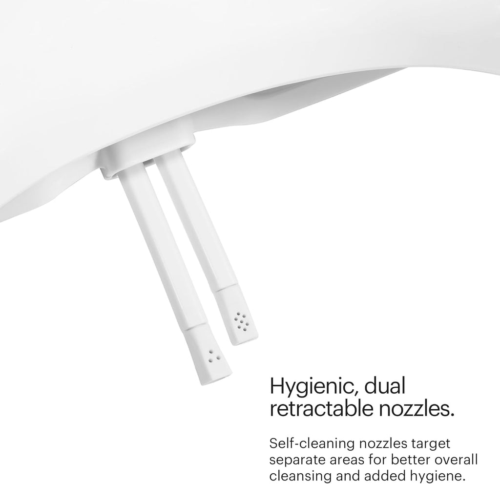 Bidet Toilet Seat Non-Electric Swash Ecoseat, Fits Elongated Toilets, White - Dual Nozzle System, Ambient Water Temperature - Bidet with Easy Installation
