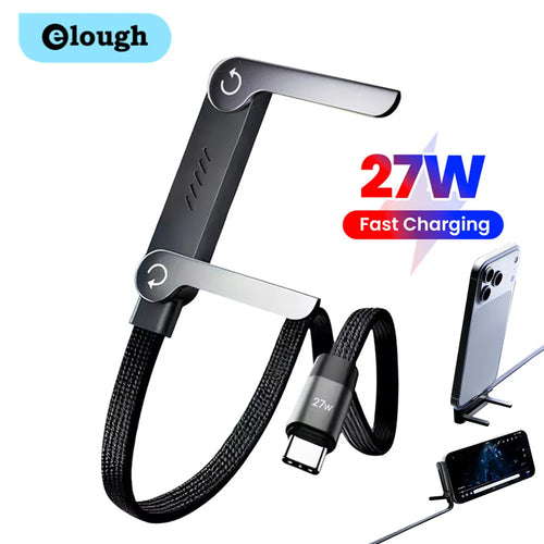 27W 2-In-1 Type C to Ios Fast Charging Data Cable Phone Holder Foldable Ios Fast Charging Cabo for Iphone 11 12 13 14