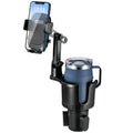 Car Phone Holder Cup Holder 2 in 1 Multi-Functional Mount 360°Rotation with Adjustable Long Neck Stand Car Interior Accessories